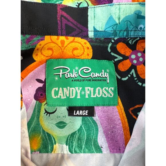 Park Candy Call In The Spirits Shirt Button Up Haunted Mansion Novelty Sz Large - Picture 5 of 10
